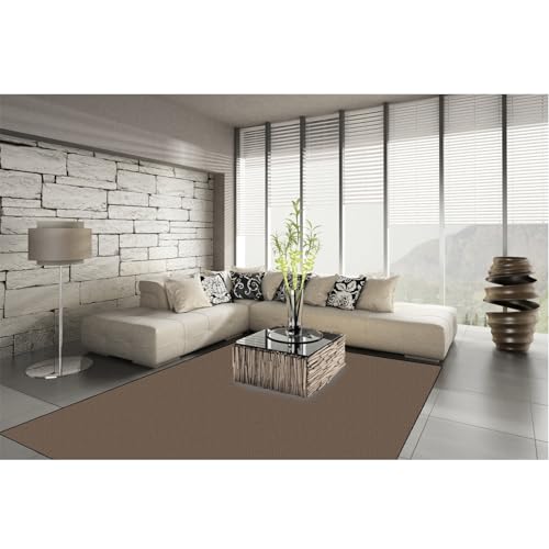 Alfombra rectangular de pasillo 100x100 cm lavable marrón con respaldo de goma antideslizante 4