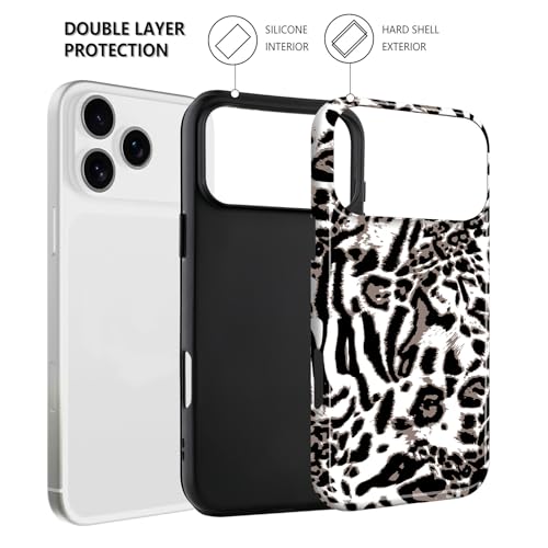 Image of Magnetic for iPhone 17 Pro Case for Women Men, White Leopard | Cute Cheetah Pattern Design [Compatible with MagSafe] 2-Layer Hybrid Shockproof Glossy Protective Cover