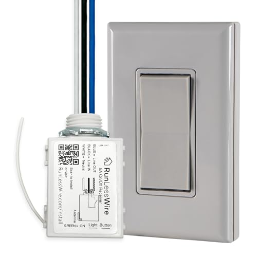 Image of RunLessWire Single Battery-Free Wireless Light Switch Kit - Gray