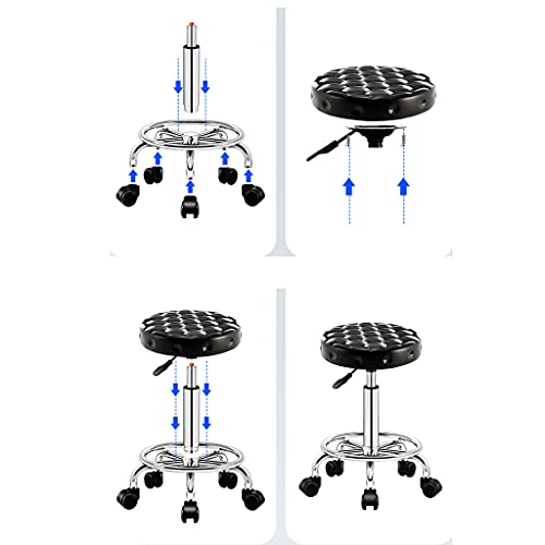 Tabourets de comptoir réglables et pivotants sur 5 roues en cuir PU - 5