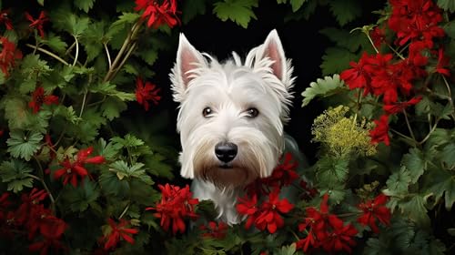 Zgcoyeo Perro 5D Diamond Painting Kit Completo, Animal Pintura Diamante Adultos Niños DIY Cristal Bordado Punto de Cruz Round Cuadros de Diamantes, Para Decoración de Paredes 70x40cm G-P