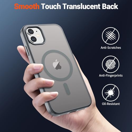 Image of SUPFINE Magnetic for iPhone 12 Mini Case & iPhone 13 Mini Case (Compatible with MagSafe) (Military Grade Drop Protection) Slim Translucent Matte Shockproof Phone Cover,Gray