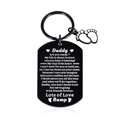 First Fathers Day for Dad from Wife Daughter Son New Dad Gifts for Men First Time Daddy to Be Birthday Gifts Soon to Be Dads Keychain from Baby New Parents Expecting Father