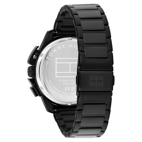 Image of Tommy Hilfiger Bank with Black Dial Black Stainless Steel Strap Watch for Men - TH1792262