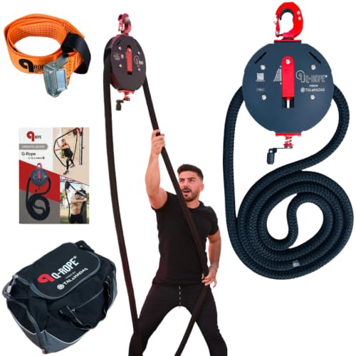 Image of Qrope Endless Rope Trainer Machine - Portable Rope Pull Pulley System - Home Gym Workout Equipment for Strength Training - Infinity Rope for Upper Body and Forearms