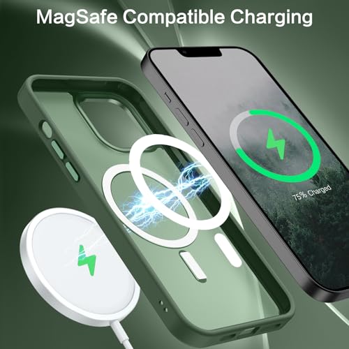 BENTOBEN Case for iPhone 13 Pro Max Case, [Compatible with MagSafe] Slim Translucent Matte Magnetic Shockproof Protective Anti Slip Women Men Phone Case for iPhone 13 Pro Max 6.7", Dark Green by BENTOBEN - Image 4