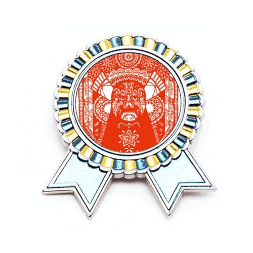 Broche opéra de Pékin rouge taille M accessoire de mode en métal