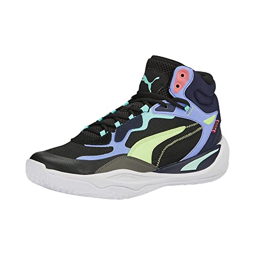 PUMA Playmaker Pro Mid Sneaker, Black-Electric Purple, 6.5 US Unisex Big Kid