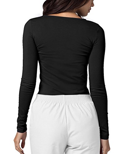 Adar Underscrubs for Women - Long Sleeve Underscrub Comfort Tee - 2900 - Black - M