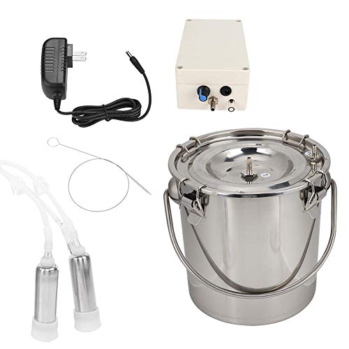 Máquina de ordenha elétrica, 5L de aço inoxidável portátil de velocidade ajustável de dupla cabeça d