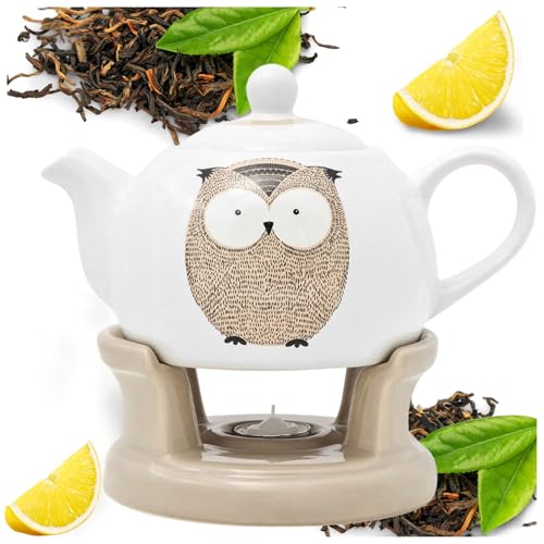 Keramik Teekanne mit Stövchen 1 L – Teekanne mit Teewärmer zum...