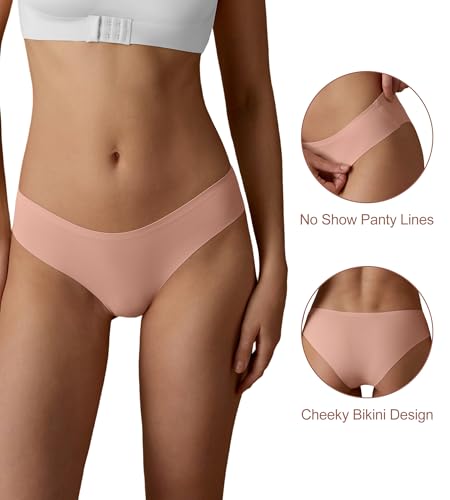 Image of SHARICCA Women Seamless Cheeky Bikini No Show Panties Ladies Invisible Breathable Briefs Soft Stretch Underwear Multi Pack