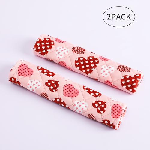 Image of Amooca Soft Auto Seat Belt Cover Seatbelt Shoulder Pad Cushions 2 PCS for a More Comfortable Driving Universal Fit for All Cars and Backpack Cute Pink Heart