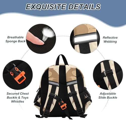 Kid's Backpack for Boys & Girls Toddler Bag Cute Capybaras Doodle Backpack with Safety Leash3