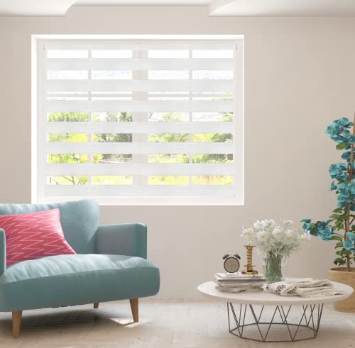 ZEBRA BLINDS | Day and Night | 50-55-65-75-85-95-105-115-125-135-145-155-165-175-185-195-205-215-225-230 cm Width | 150 cm Drop | Made to Measure | Customized | Bespoke (White, 85cm)