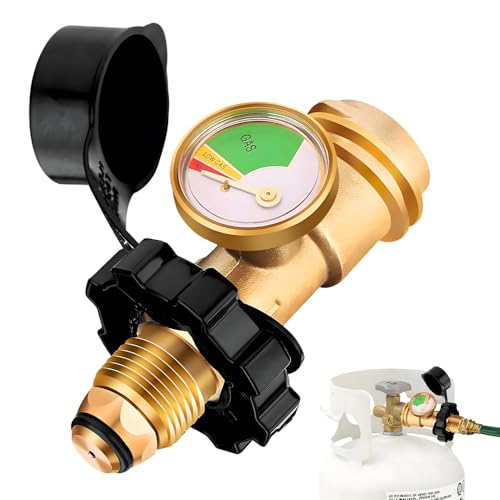 BIZOI Gas Cylinder Level Gauge Propane Tank Gauge Heavy-Duty Propane Tank Gauge Level Indicator with QCC1/Type 1 Connection Leak Detector Brass Fittings for Outdoor Gas Tanks and LPG Cylinders