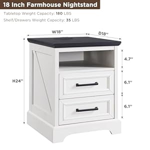 18farmhousenightstandwithchargingstationendtablewith2drawersstoragesidetablebedsidecabinetforbedroomlivingroomwhite Urban Country Home Decor 18 farmhouse nightstand with charging stationend table with 2 drawers storageside tablebedside cabinet for bedroomliving roomwhite urban country home decor