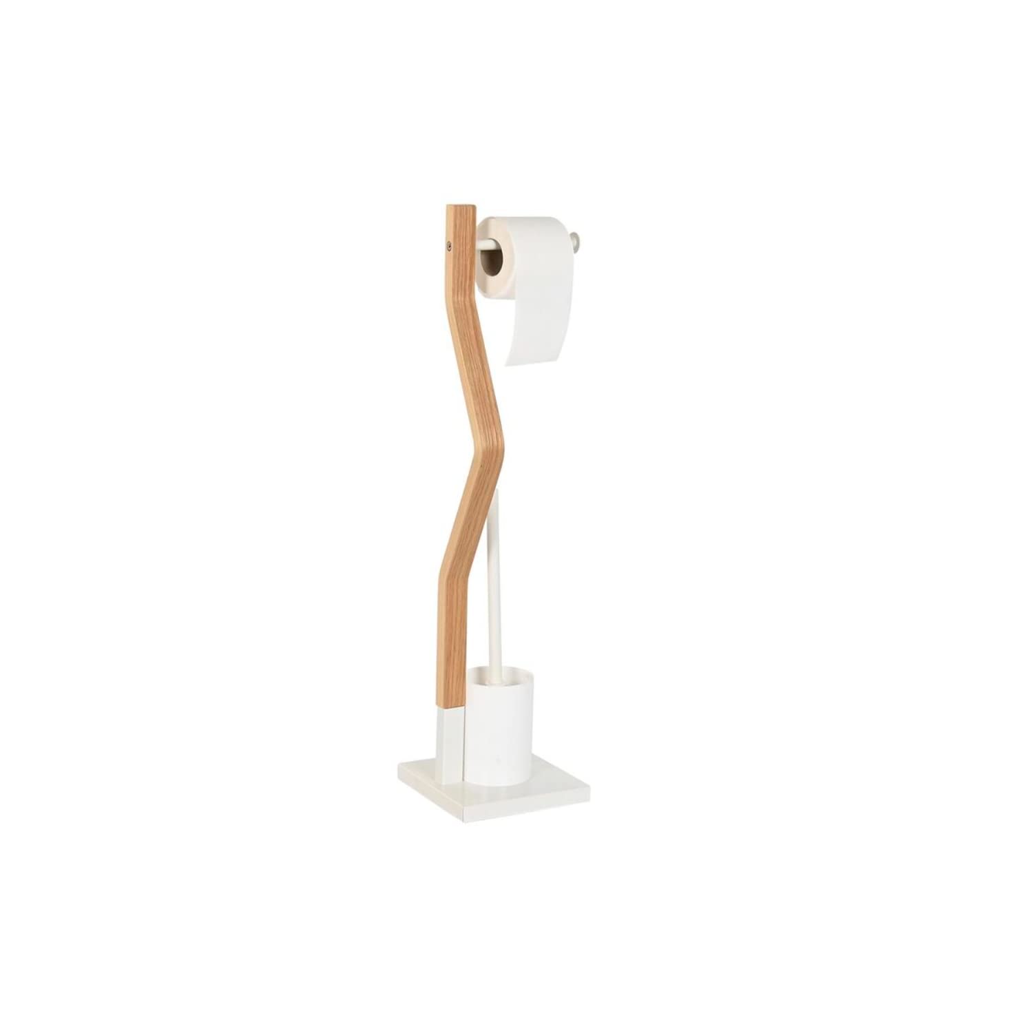 Portarrollos de suelo para baño blanco DKD Home Decor en acero y madera