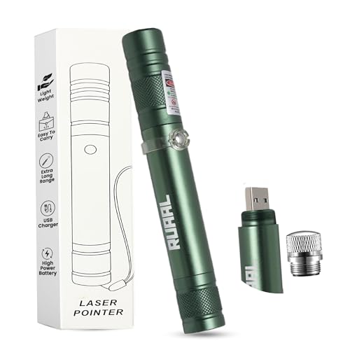 Image of Ruaal Green Laser Pointer High Power | Smart USB Rechargeable Laser Light Pen | Laser Light Powerful Long Range 5000m Beam | Laser Pointer for Presentation, Stargazing, Outdoor Use