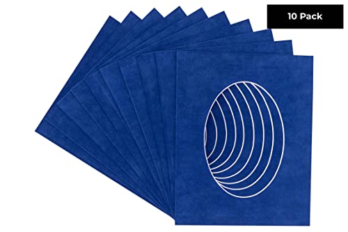 CountryArtHouse Brooke Blue Suede Acid Free 10x13 Oval Picture Frame Mat with White Core Bevel Cut for 8x10 Pictures - Fits 10x13 Frame - Pack of 10 Matboards