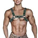 Punk PU Leather Harness for Man Adjustable Leather Harness Body Chest Half Harness Punk Belt Clubwear Costume (Green)
