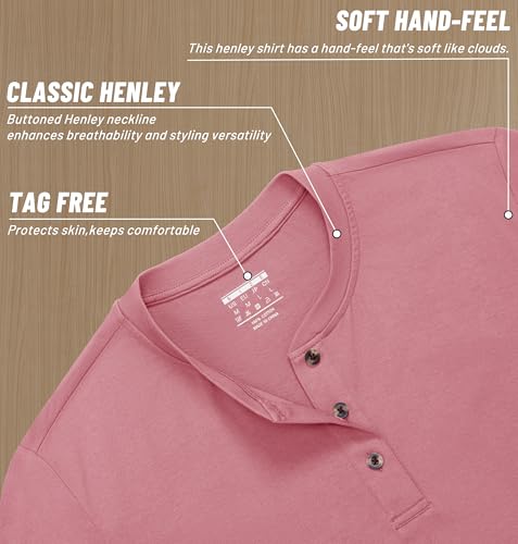 Image of MAGNIVIT Men's Long Sleeve Henley Shirts Cotton 3-Button Spring Casual T-Shirts Solid Color Soft Basic Tops 2026