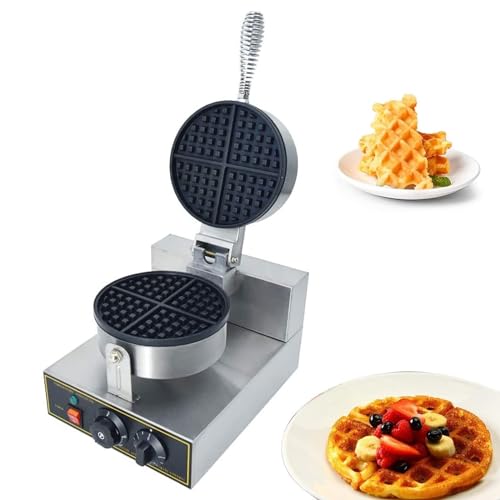 Image of Commercial Round Waffle Maker Nonstick Electric Waffle Maker Machine Commercial Lattice Cake Machine Temperature and Time Control Belgian Waffle Maker for Household Bakeries Snack Bar ( Color : Style1