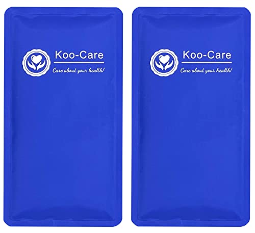 Koo-Care Gel Ice Pack for Injuries Reusable Flexible Cold Hot Therapy Compress for Head, Shoulder, Lower Back, Waist, Elbow, Knee, Ankle Pain Relief from Migraine, Post-Surgery 11x.5.9 Inch, 2 Pack