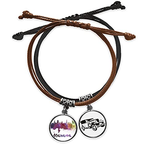 Bracelet Manama aquarelle, chaîne main cuir Bahreïn et corde