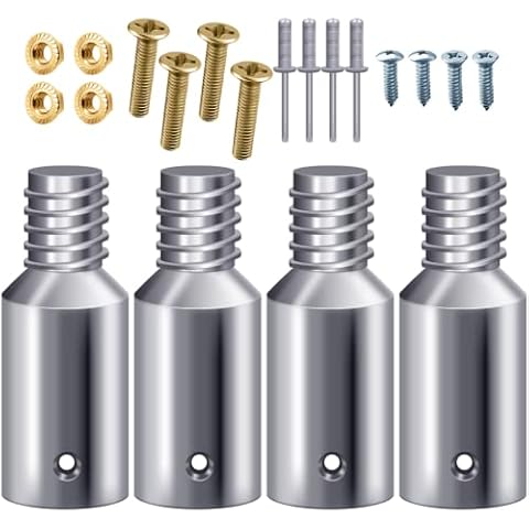YINARONG 4 Pcs Threaded Tip Replacement Ultra Threaded Tip Repair Kit Mop Handle Pole Handle Replacement Extension for 1 Inch Stick Mop Broom Wood Metal Pole Tail Adapter Cover