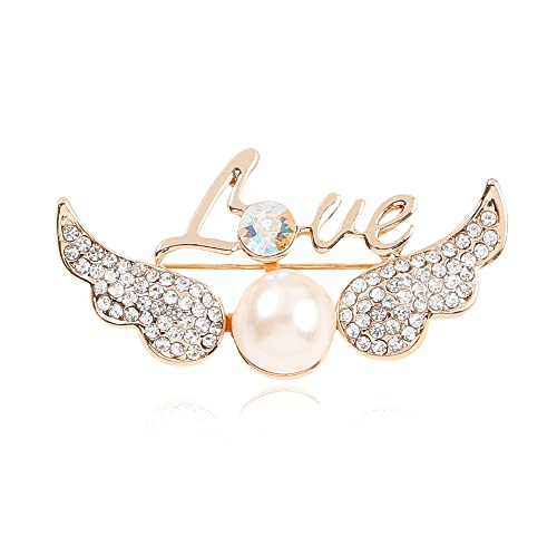 Image of Love Wing Brooch Pin Corsage, Sweater Dress Shawl Elegant Jewelry Accessory Decor for Wedding Birthday Party Christmas Gift