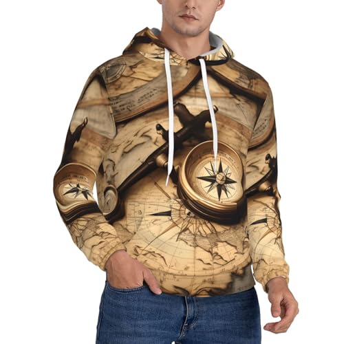 Sweat à capuche boussole homme EdWal en polyester avec poche de sport