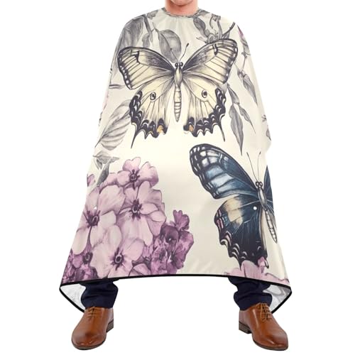 Kigai Hair Cutting Cape for Men & Women Hydrangea Butterfly Waterproof Barber Cape Professional Hairdressing Salon Styling Cape with Adjustable Closure Snap