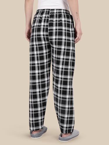 Image of KRYPTIC Women's 100% Pure Cotton Woven Pyjama | Mid Rise Relaxed Fit Full Length Nightwear Pant with Elasticated Drawstring Waistband & Side Pocket | Comfortable Lounge, Sleepwear & Casual Bottom Wear