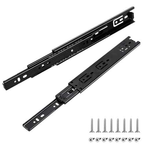 Prmape 2 Pcs Guias Cajones Carriles, 250mm Railes para Cajones, 3 Pliegues Guias Telescopicas para Cajones, Guia Cajon Extraccion Total 25cm, Montaje Lateral, Capacidad de Carga Hasta 45 KG
