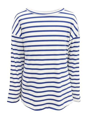 Image of Fanway&EC Girls Casual Long Sleeve T Shirts Basic Crewneck Striped Tunic Blouses Tops