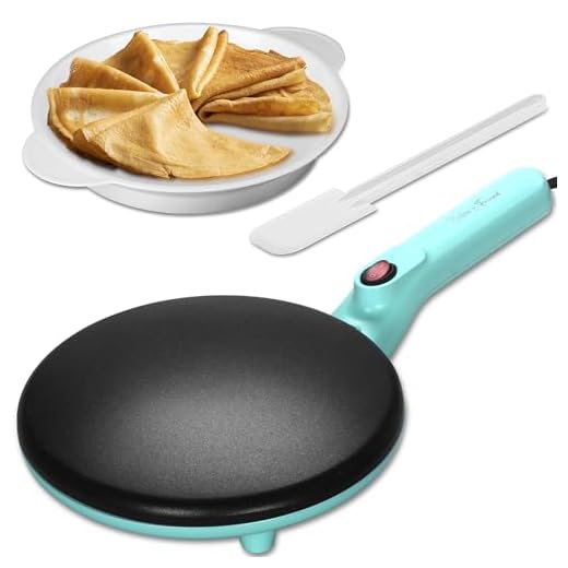 Baker's Friend Instant Crepe Maker with Handle, Electric Crepe Maker Machine, Crepera Electrica, 8 Inch Non-stick Cooking Surface, Aqua