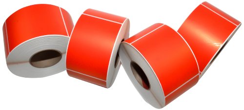 Compulabel 640146 Thermal Transfer Shipping Labels, 4 Inch X 6 Inch, Red, Permanent Adhesive, Perforations Between Labels, 1000 Per Roll, 4 Rolls #TOP10