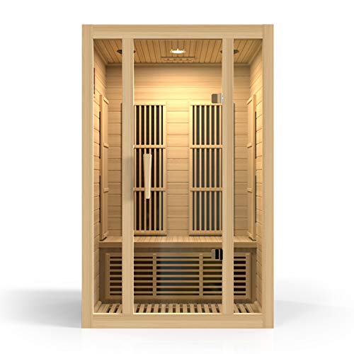 Durasage 2-Person Carbon Infrared Sauna - Canadian Hemlock Wooden Sauna - 1750 Watts - Bluetooth, FM Radio & USB Input - Thumbnail 4