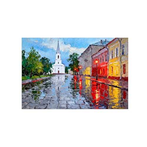 Tableau rue de ville impression sur toile paysage pour habiller un grand mur vide de salon 70x105
