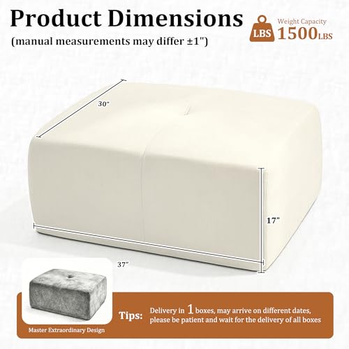 Image of 37 inch Oversized Boneless Couch, Comfort Cloud Sectional Couches for Living Room, Modular Sofa High Back & Extra Deep Seat, No Assembly, Soft Chenille Fabric (Warm White, 37 inch-Single Ottoman)