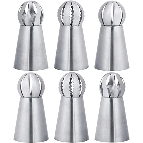 6 Piezas Boquillas para Manga Pastelera Incluyendo Boquillas de Acero Inoxidable,Bolas de Ruso Boquillas,Flor Manga Pastelera Punta,Acero Inoxidable,para Tarta Fondant Crema Herramienta(3 Estilos) Cover