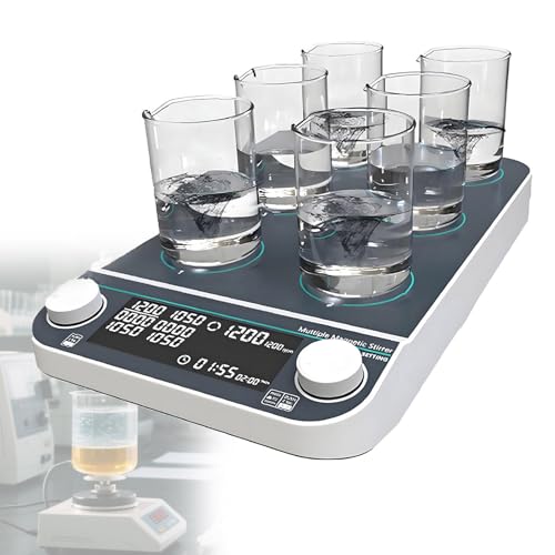 Agitador magnético multiposición con placa calefactora, 50-1500 RPM, mezclador de laboratorio, motor sin escobillas, pantalla LCD, control síncrono/asíncrono, equipo de laboratorio para investiga