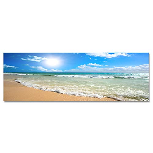 Poster Nature Apaisant Toile Plage Bleue 50x100cm Sans Cadre