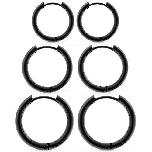 Kucheed 6 PCS Hugging Hoop Ohrringe für Frauen, 316L Chirurgischer Edelstahl Huggie Small Hoop Ohrringe,Größe 10/12/14/16/18/20 mm,Hug Lobe Hypoallergenic Hinged Clicker Girls & Boys Schmuck Cover