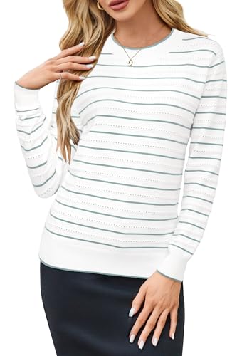 Image of Arach&Cloz Women's Soft Knit Sweater Fall Dressy Casual Pullover Tops