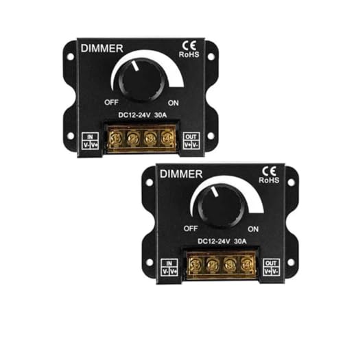 Variateur d'intensité PWM CC 12V-24V 30A en aluminium pour ruban LED lot de 2