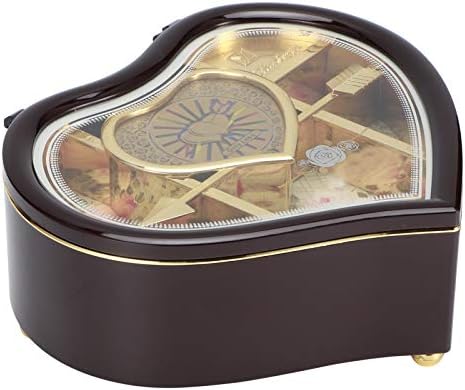 Innovative Multi Functional Exquisite Workmanship Home Ornament Musical Jewelry Box, Music Box Toy, Heart Shape Manual Rotation for Birthday Gift Small Jewelry