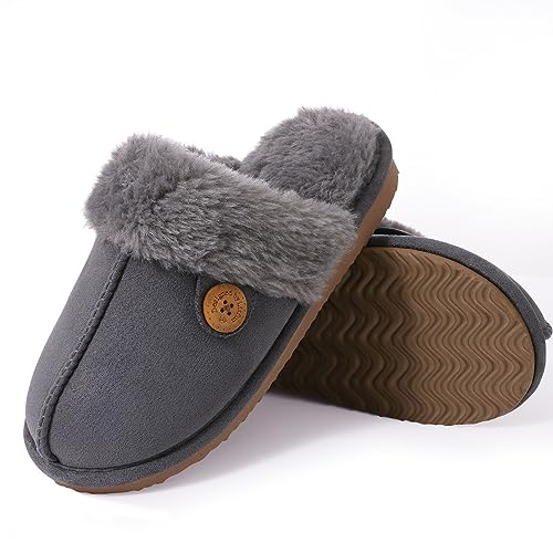 Image of Litfun Women's Fuzzy Memory Foam Slippers Fluffy Winter House Shoes Indoor and Outdoor