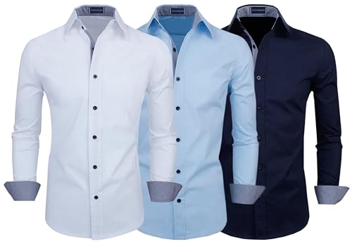 Image of Zombom Men's Combo Regular Fit Cotton Blend Full Sleeve Casual Shirts Pack of 3